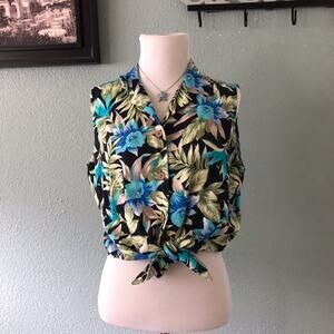 Vintage Sunset Cove Hawaiin sleeveless blouse size large